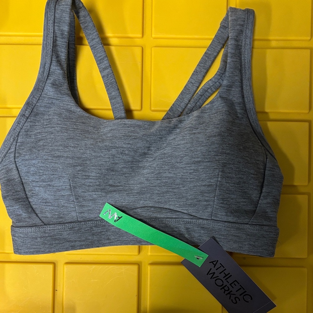Athletic Works Heather Gray Strappy Sports Bra size XS 0-2